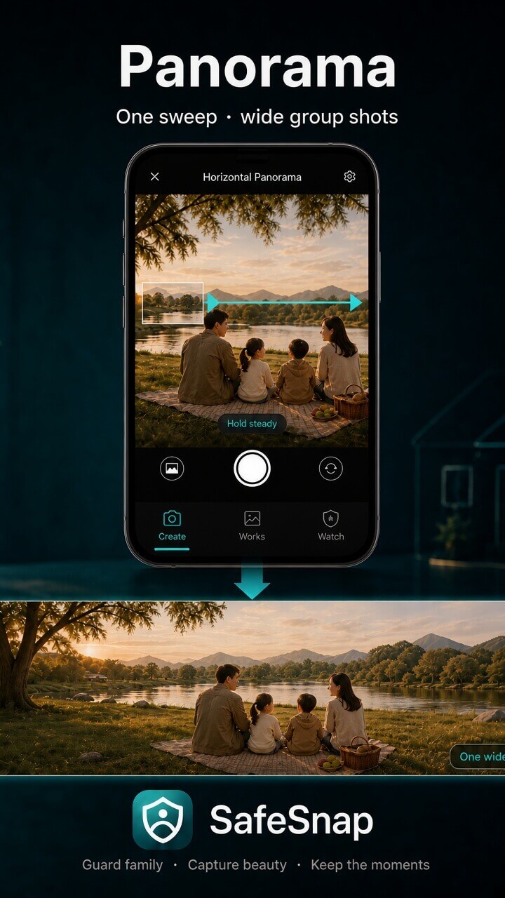 Panorama—sweep into one wide photo