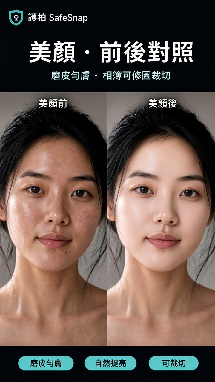 美顏：前後對照